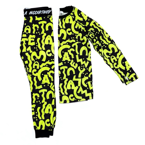 Stella McCartney Kids Other - STELLA MCCARTNEY KIDS BLACK YELLOW LOGO PRINT JERSEY TOP PANTS tracksuit SET